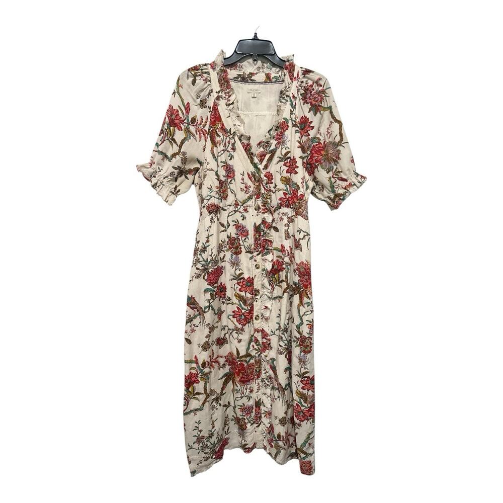 Anthropologie x Pilcro Ruffle-Collar Buttondown Dress Floral Plus Size USA12 (L) - Picture 4 of 10